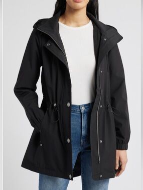 London Fog High-Low Toggle Raincoat